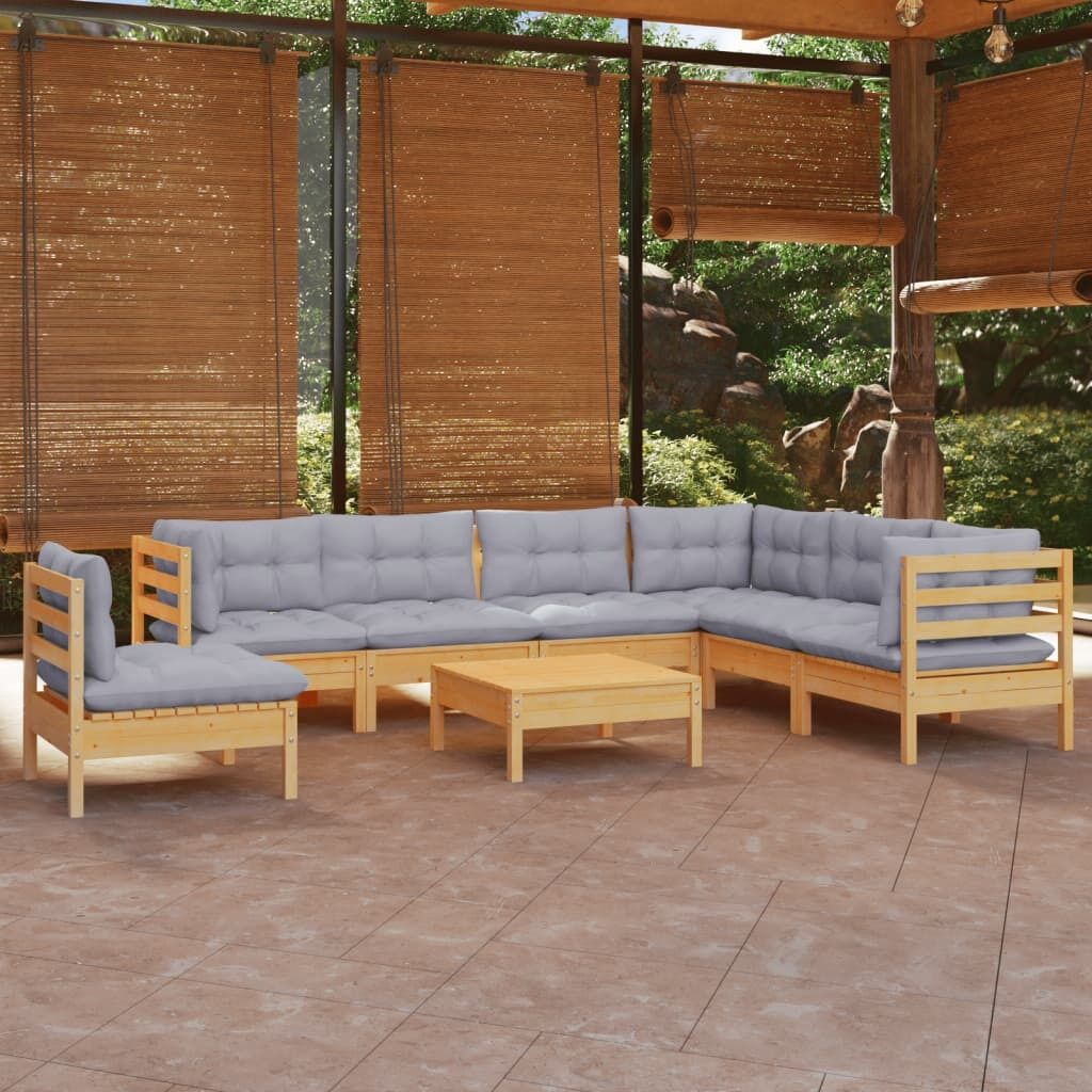 8 Piece Garden Lounge Set with Cushions Solid Pinewood 8 Piece Garden Lounge Set with Cushions Solid Pinewood