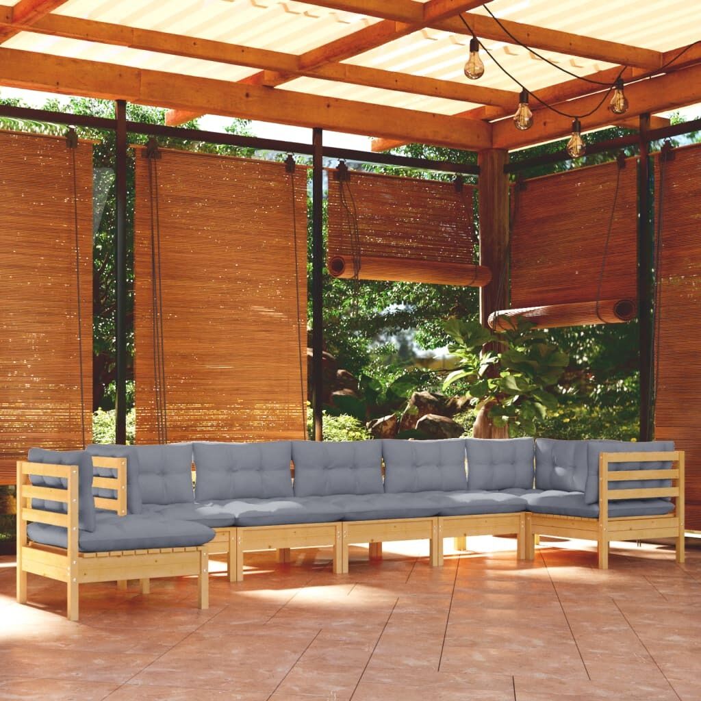 8 Piece Garden Lounge Set with Cushions Solid Pinewood 8 Piece Garden Lounge Set with Cushions Solid Pinewood