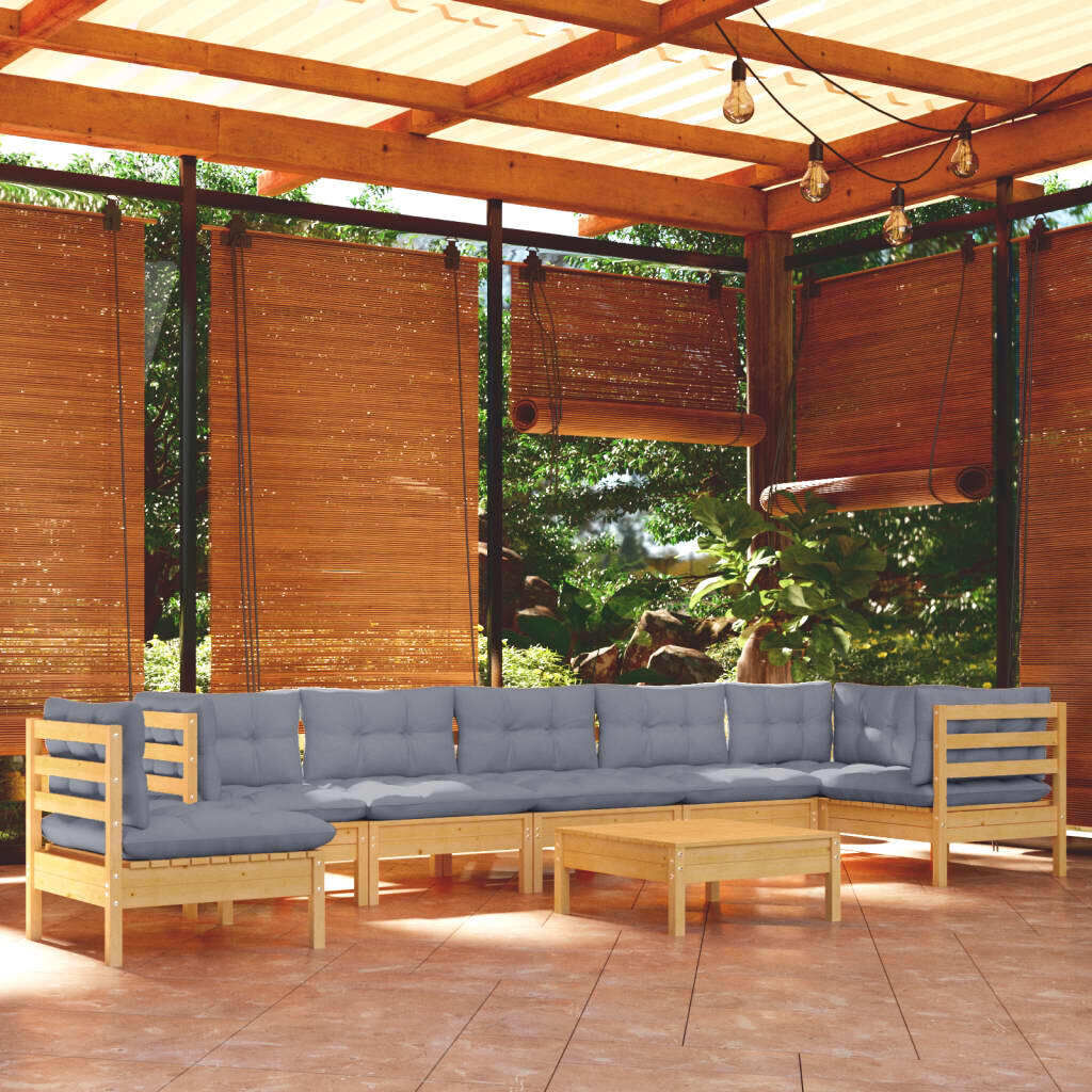 9 Piece Garden Lounge Set with Cushions Solid Pinewood 9 Piece Garden Lounge Set with Cushions Solid Pinewood