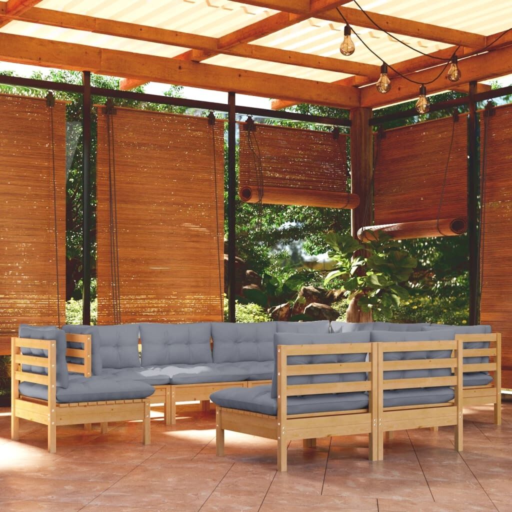 9 Piece Garden Lounge Set with Cushions Solid Pinewood 9 Piece Garden Lounge Set with Cushions Solid Pinewood