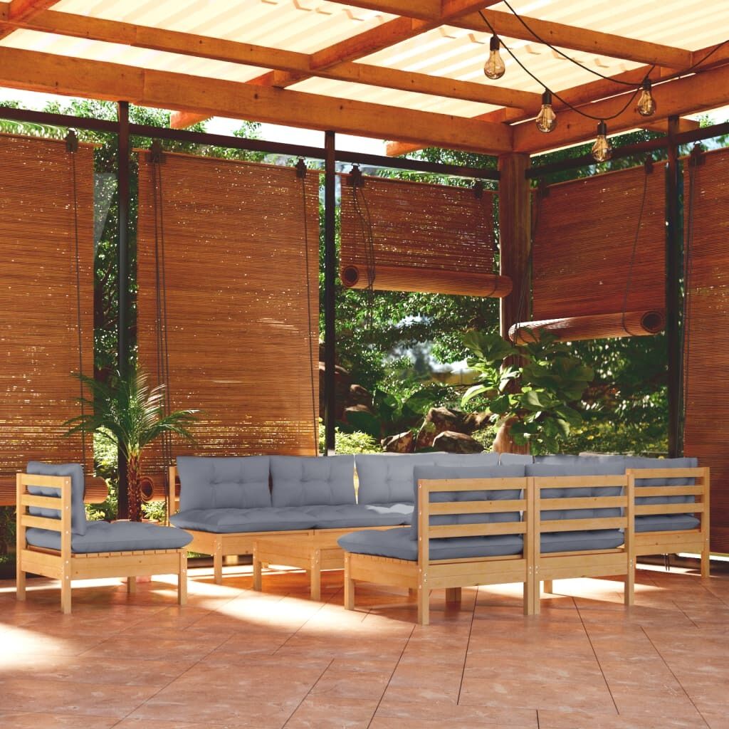 11 Piece Garden Lounge Set with Cushions Solid Pinewood 11 Piece Garden Lounge Set with Cushions Solid Pinewood