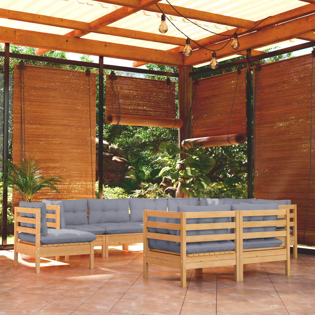 9 Piece Garden Lounge Set with Cushions Solid Pinewood 9 Piece Garden Lounge Set with Cushions Solid Pinewood