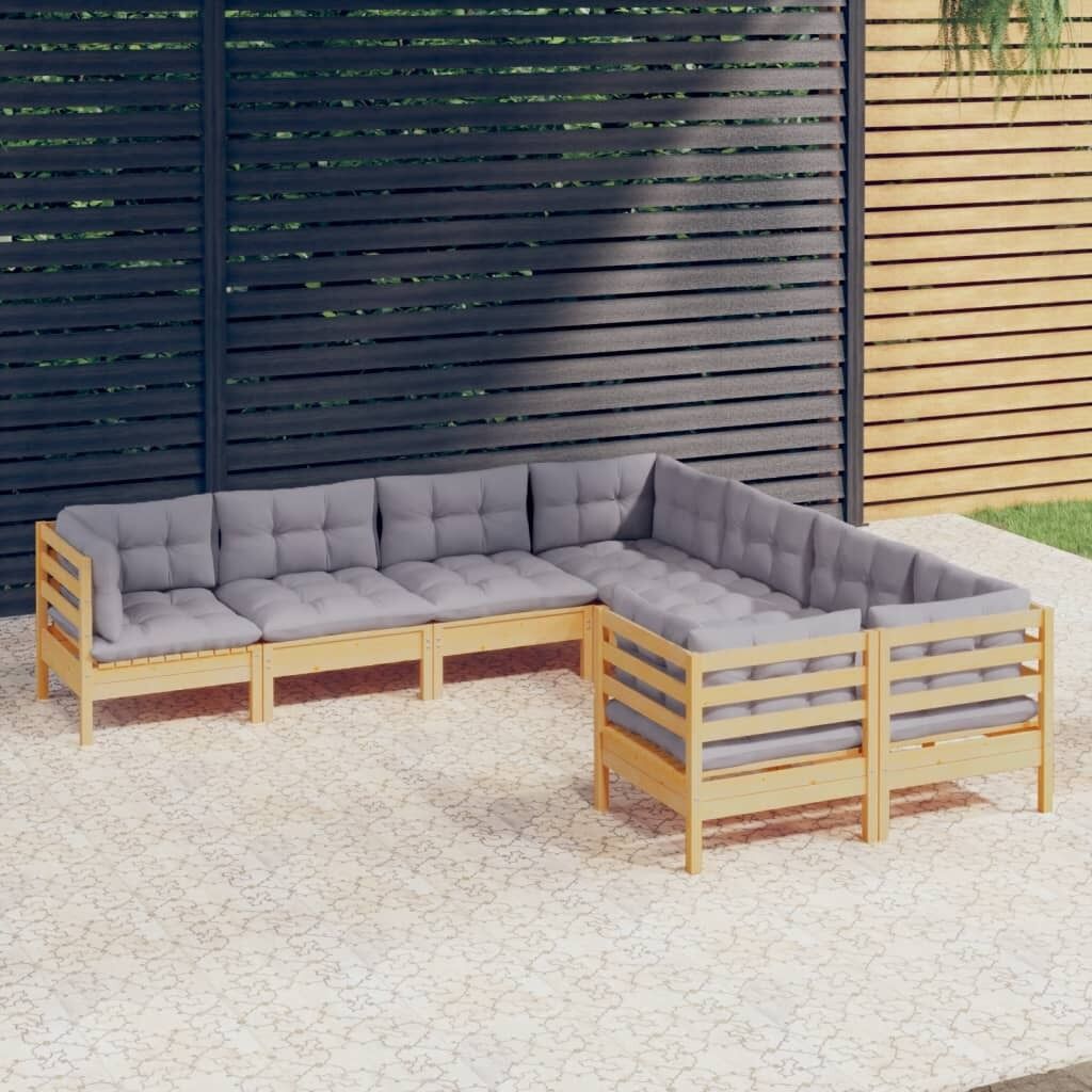 8 Piece Garden Lounge Set with Cushions Solid Pinewood 8 Piece Garden Lounge Set with Cushions Solid Pinewood