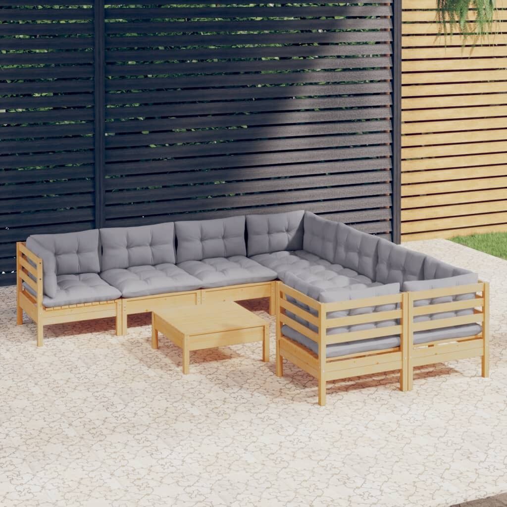 9 Piece Garden Lounge Set with Cushions Pinewood 9 Piece Garden Lounge Set with Cushions Pinewood