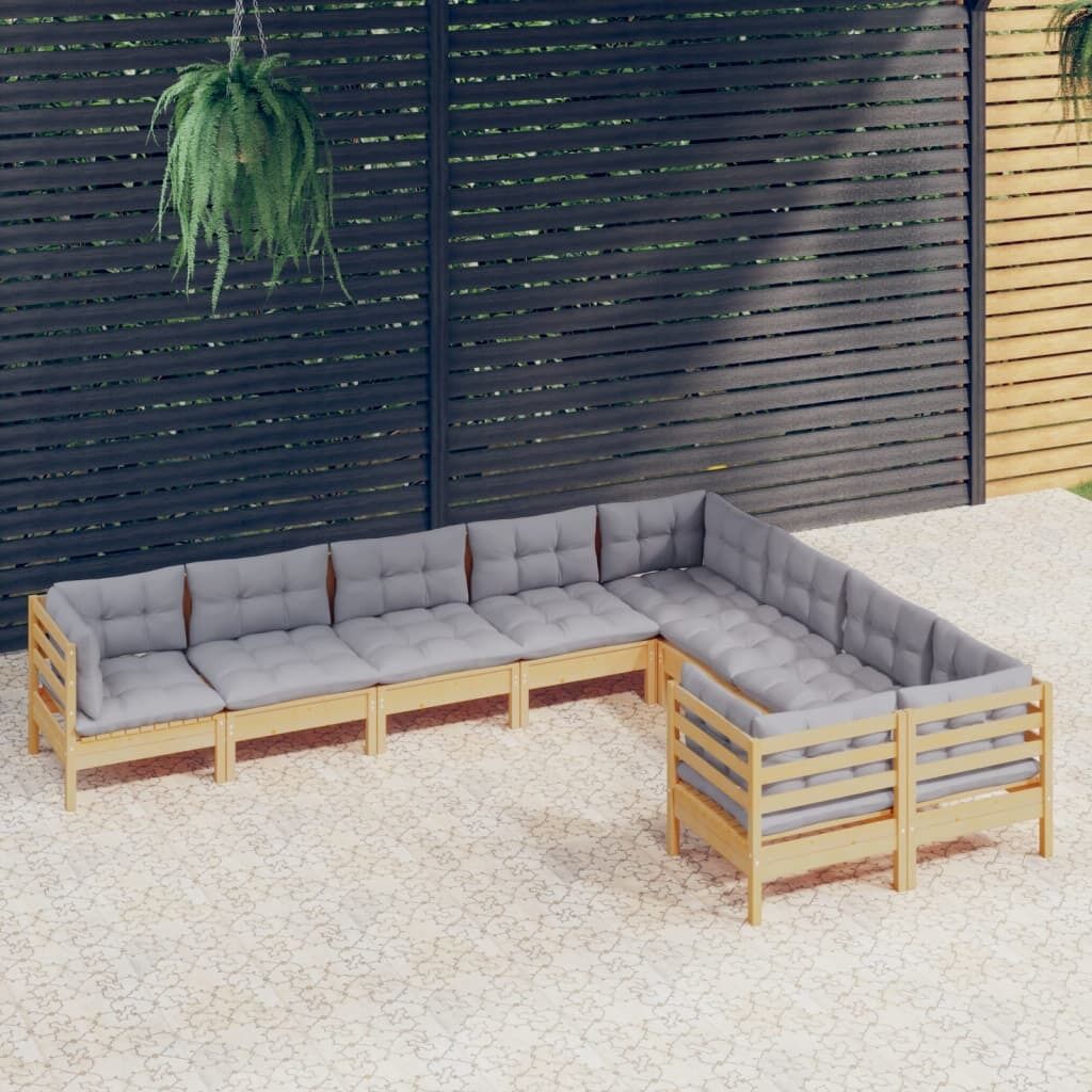 9 Piece Garden Lounge Set with Cushions Pinewood 9 Piece Garden Lounge Set with Cushions Pinewood