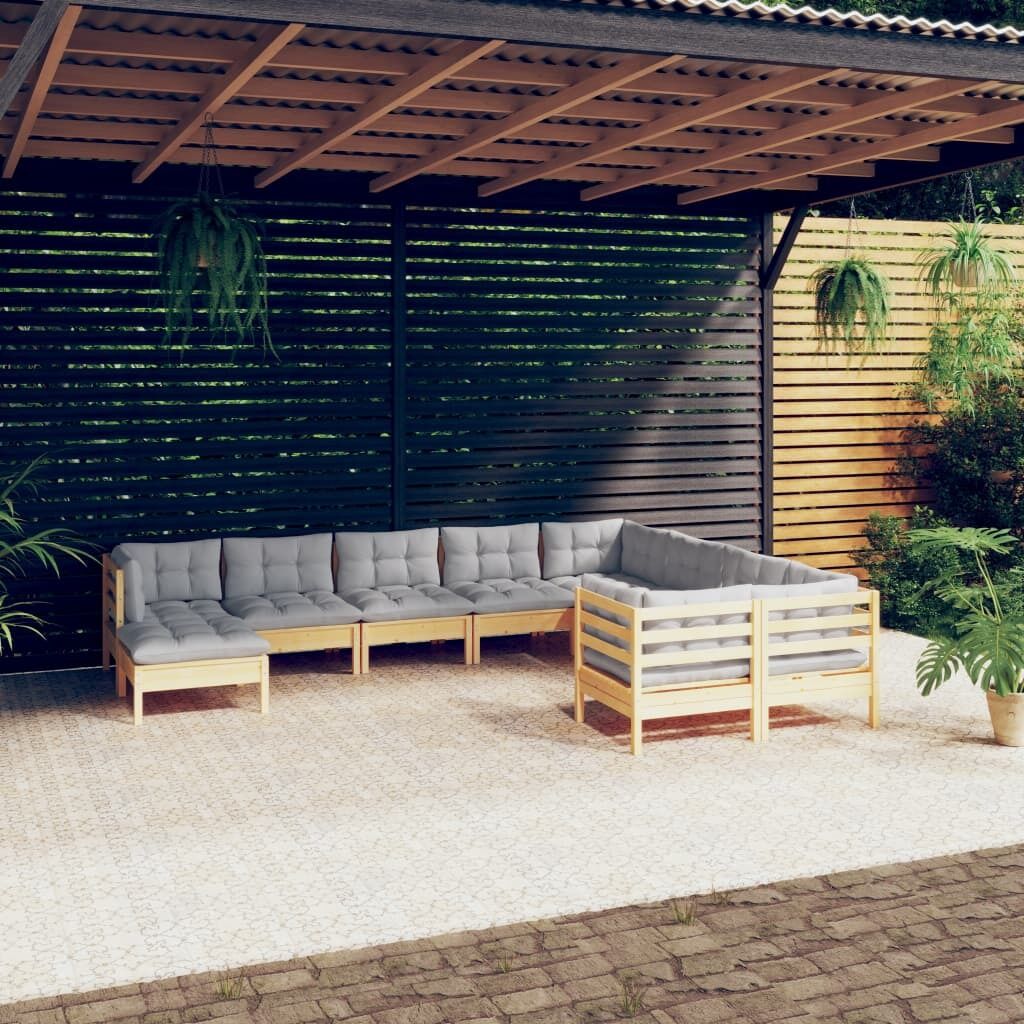 10 Piece Garden Lounge Set with Cushions Pinewood 10 Piece Garden Lounge Set with Cushions Pinewood