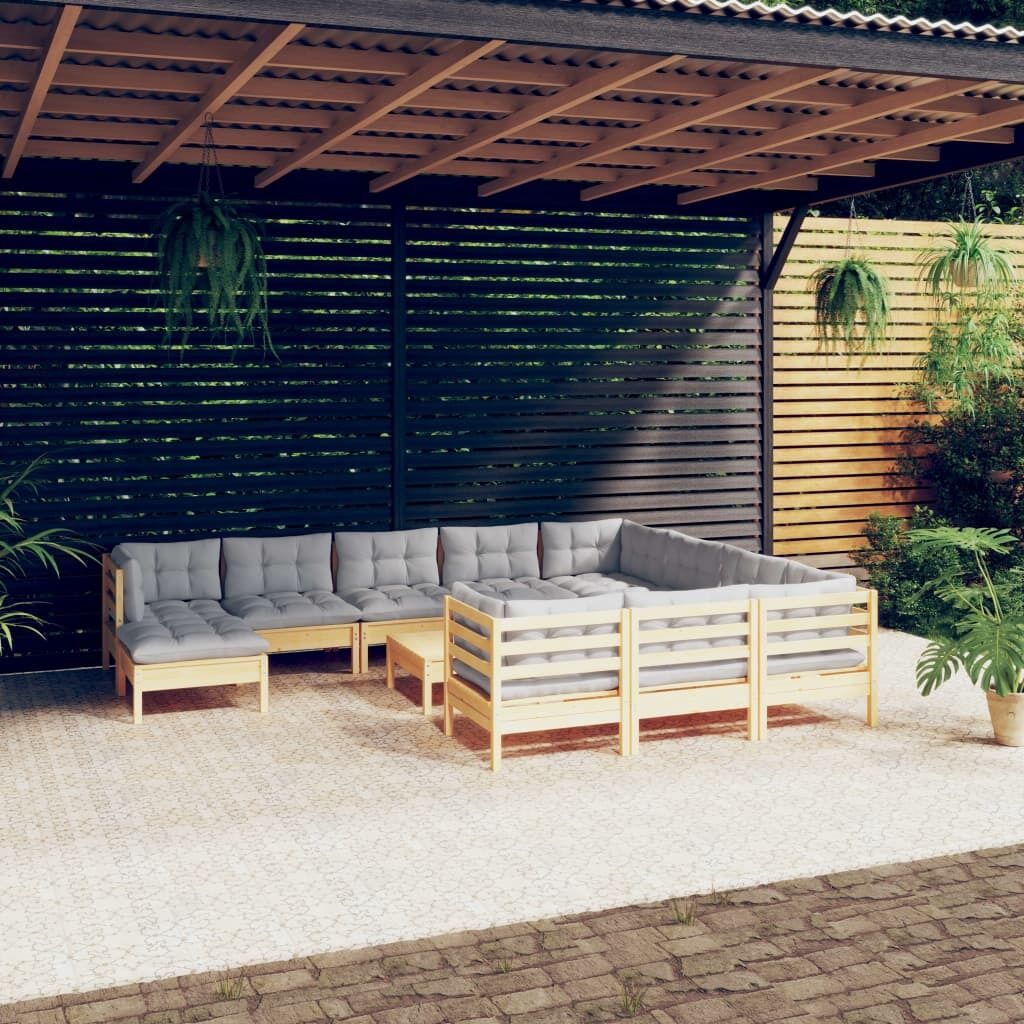 12 Piece Garden Lounge Set with Cushions Pinewood 12 Piece Garden Lounge Set with Cushions Pinewood
