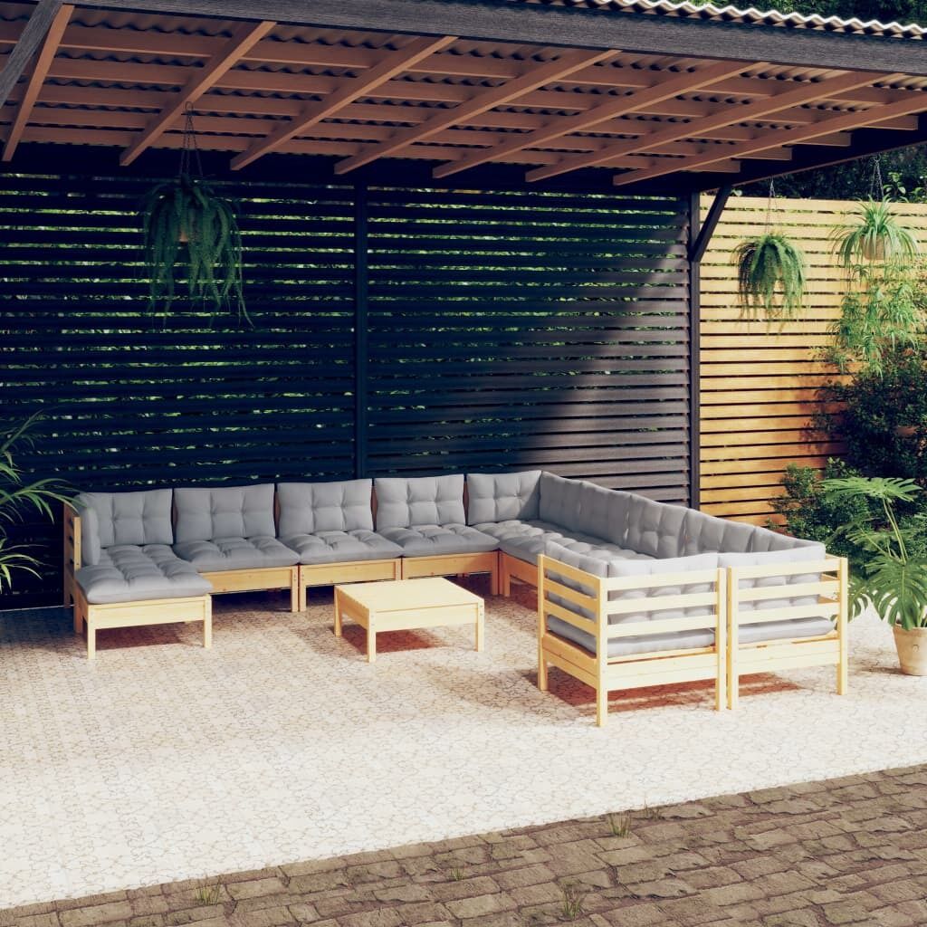 12 Piece Garden Lounge Set with Cushions Pinewood 12 Piece Garden Lounge Set with Cushions Pinewood