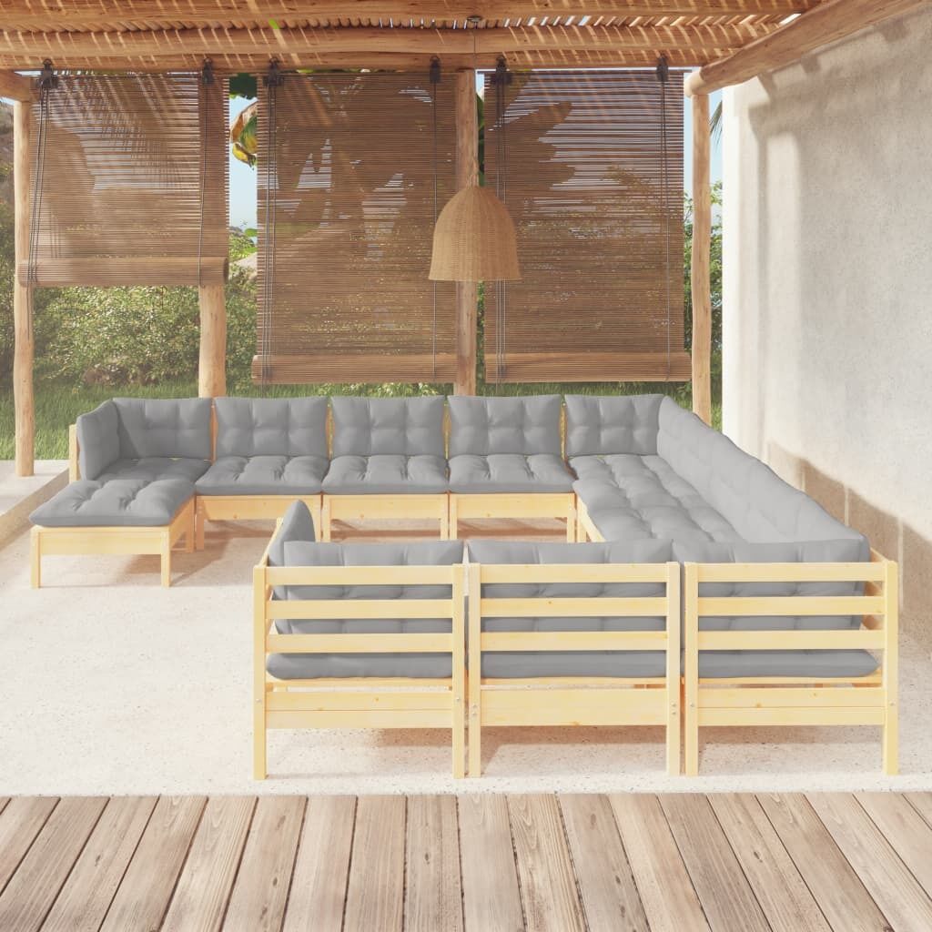 12 Piece Garden Lounge Set with Cushions Pinewood 12 Piece Garden Lounge Set with Cushions Pinewood