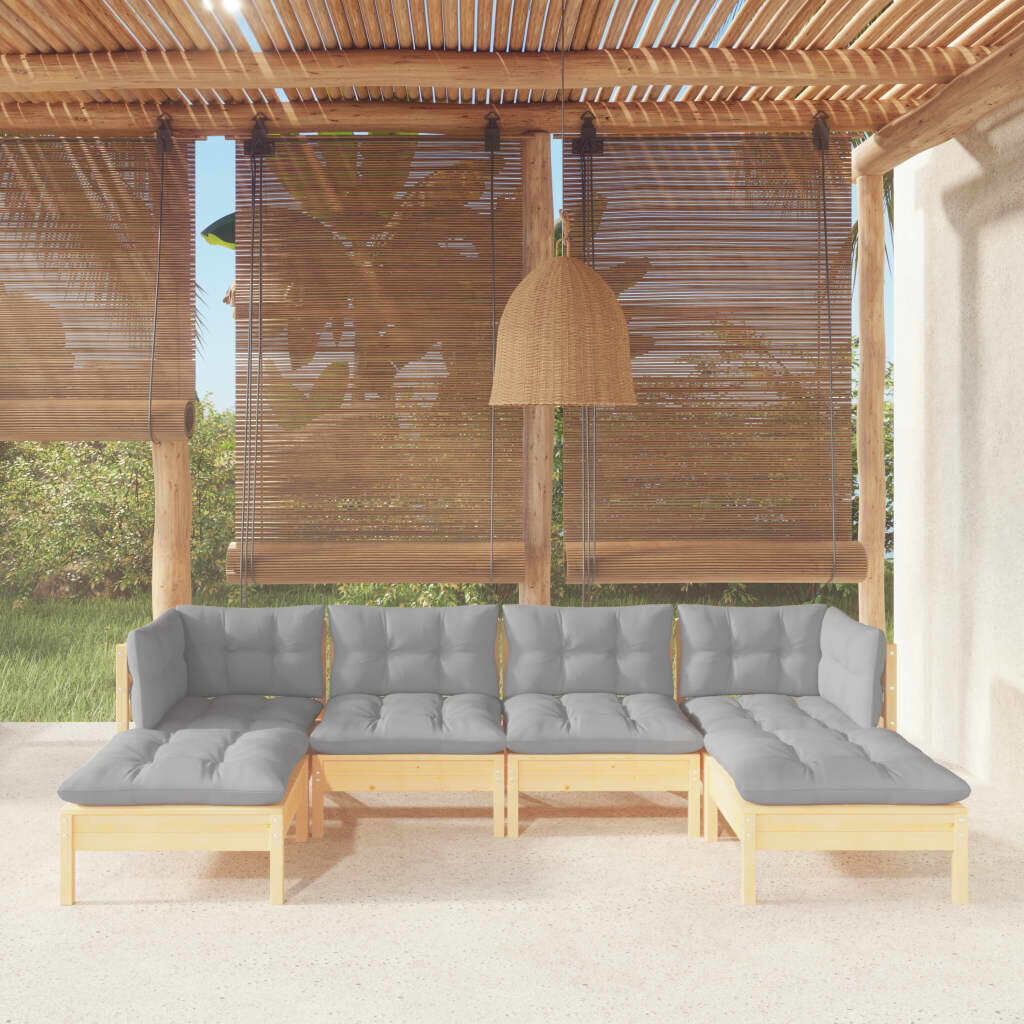 6 Piece Garden Lounge Set with Cushions Pinewood 6 Piece Garden Lounge Set with Cushions Pinewood
