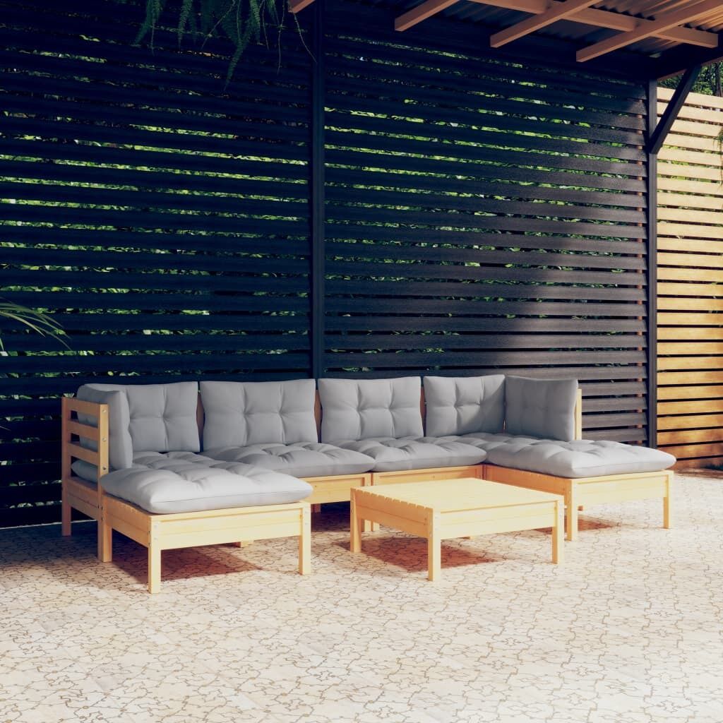 7 Piece Garden Lounge Set with Cushions Pinewood 7 Piece Garden Lounge Set with Cushions Pinewood