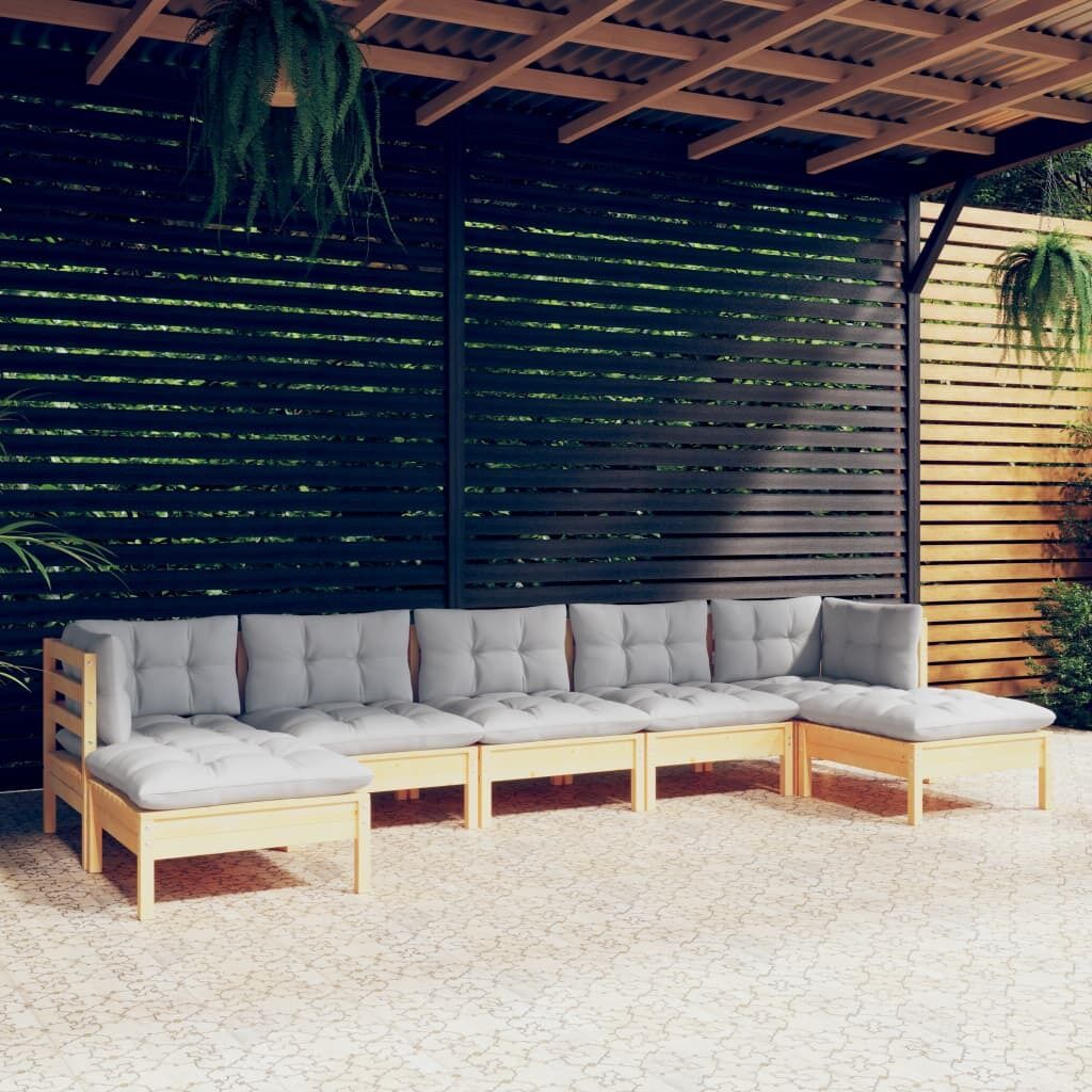 7 Piece Garden Lounge Set with Cushions Pinewood 7 Piece Garden Lounge Set with Cushions Pinewood