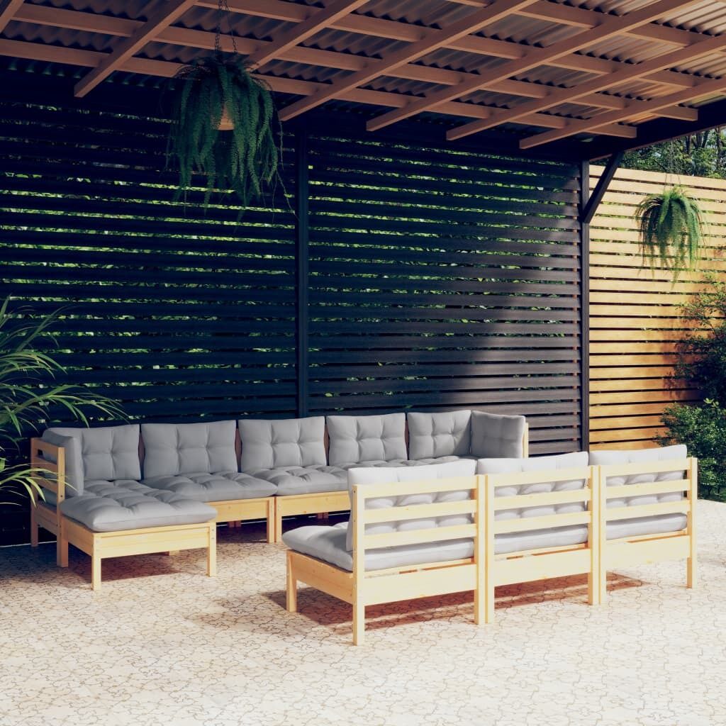 10 Piece Garden Lounge Set with Cushions Pinewood 10 Piece Garden Lounge Set with Cushions Pinewood