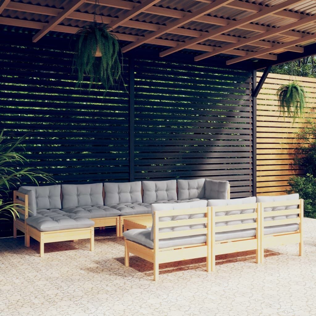 11 Piece Garden Lounge Set with Cushions Pinewood 11 Piece Garden Lounge Set with Cushions Pinewood