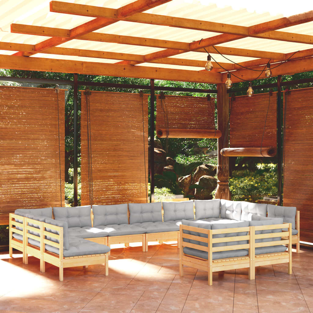 11 Piece Garden Lounge Set with Cushions Solid Pinewood 11 Piece Garden Lounge Set with Cushions Solid Pinewood