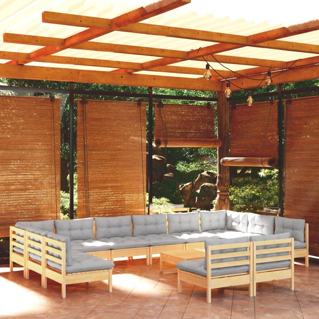 13 Piece Garden Lounge Set with Cushions Solid Pinewood 13 Piece Garden Lounge Set with Cushions Solid Pinewood