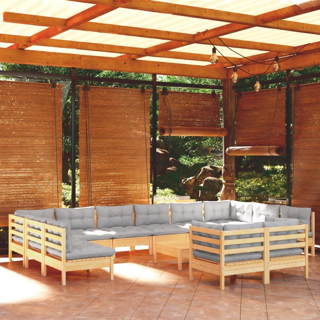 13 Piece Garden Lounge Set with Cushions Pinewood 13 Piece Garden Lounge Set with Cushions Pinewood