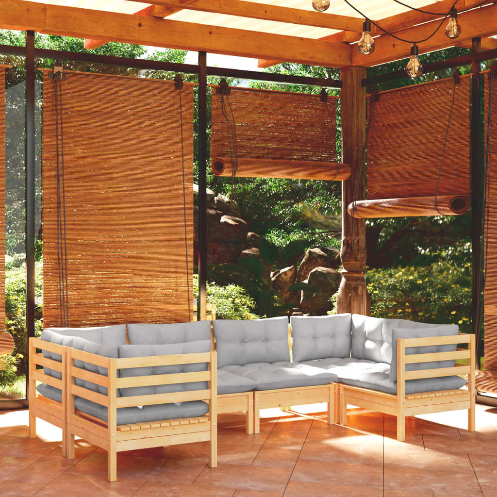 6 Piece Garden Lounge Set with Cushions Pinewood 6 Piece Garden Lounge Set with Cushions Pinewood