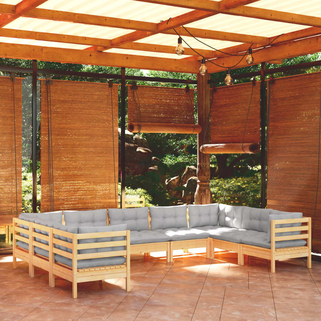 9 Piece Garden Lounge Set with Cushions Pinewood 9 Piece Garden Lounge Set with Cushions Pinewood