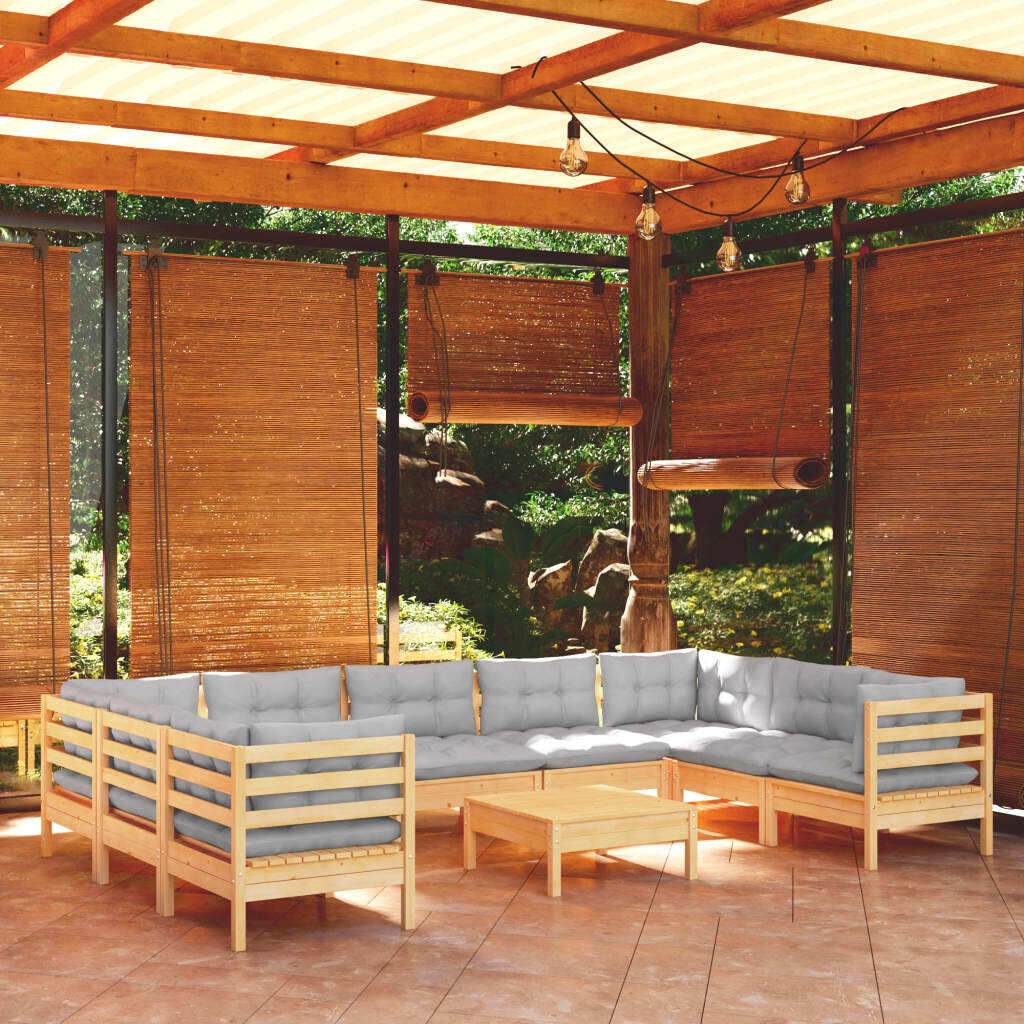 10 Piece Garden Lounge Set with Cushions Pinewood 10 Piece Garden Lounge Set with Cushions Pinewood
