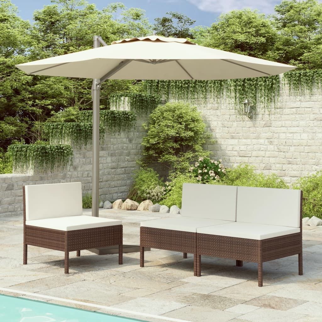 Garden Chairs 3 pcs with Cushions Poly Rattan Garden Chairs 3 pcs with Cushions Poly Rattan