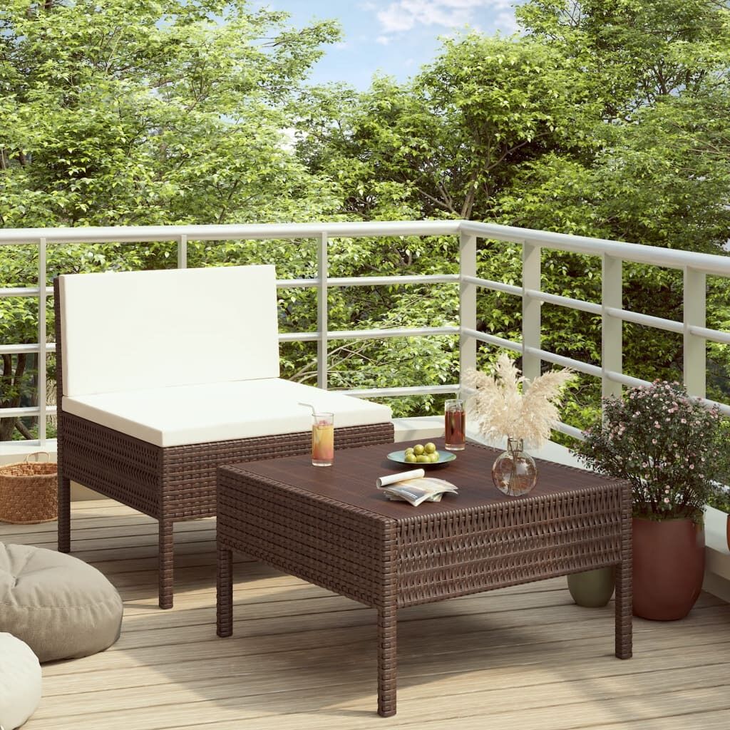 2 Piece Garden Lounge Set with Cushions Poly Rattan 2 Piece Garden Lounge Set with Cushions Poly Rattan