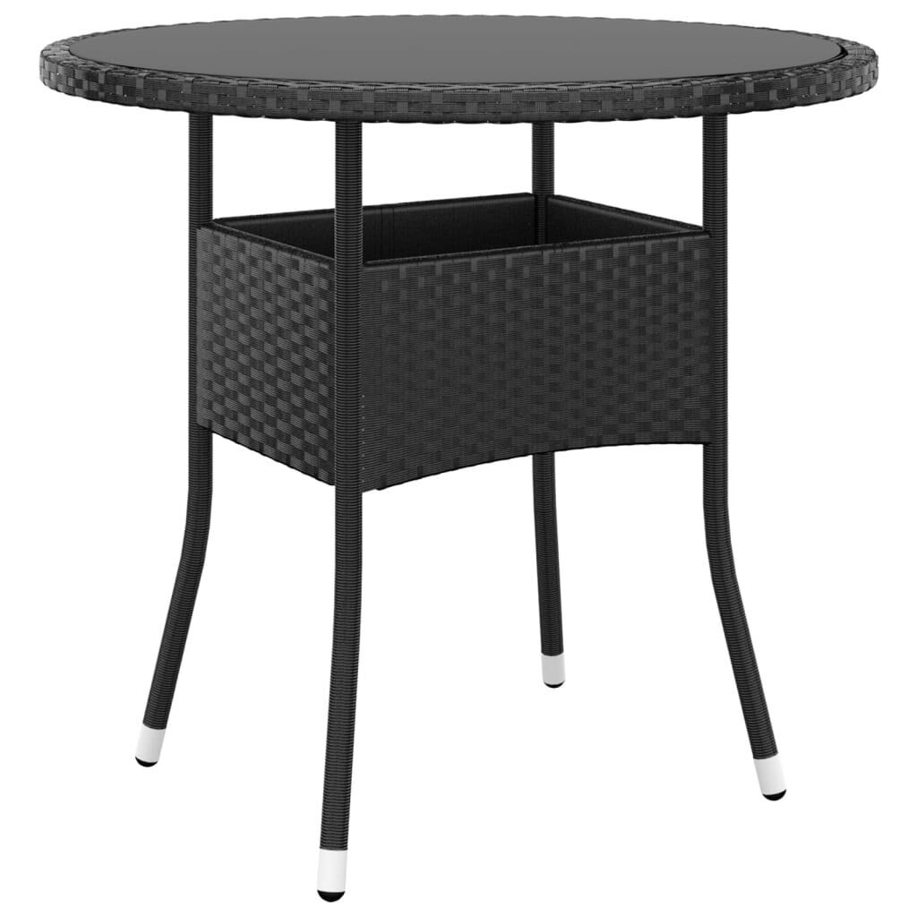 Garden Table 80x75 cm Tempered Glass and Poly Rattan Garden Table 80x75 cm Tempered Glass and Poly Rattan