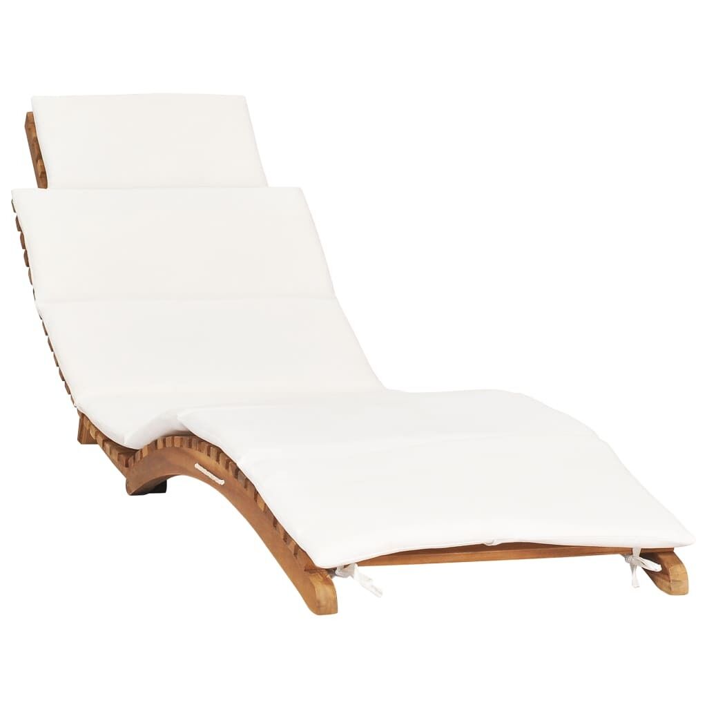 Folding Sun Lounger with Cushion Solid Teak Wood Folding Sun Lounger with Cushion Solid Teak Wood