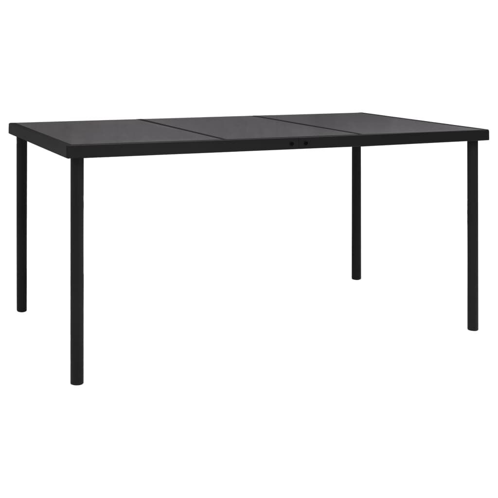 Garden Table with Glass Tabletop Black Steel Garden Table with Glass Tabletop Black Steel