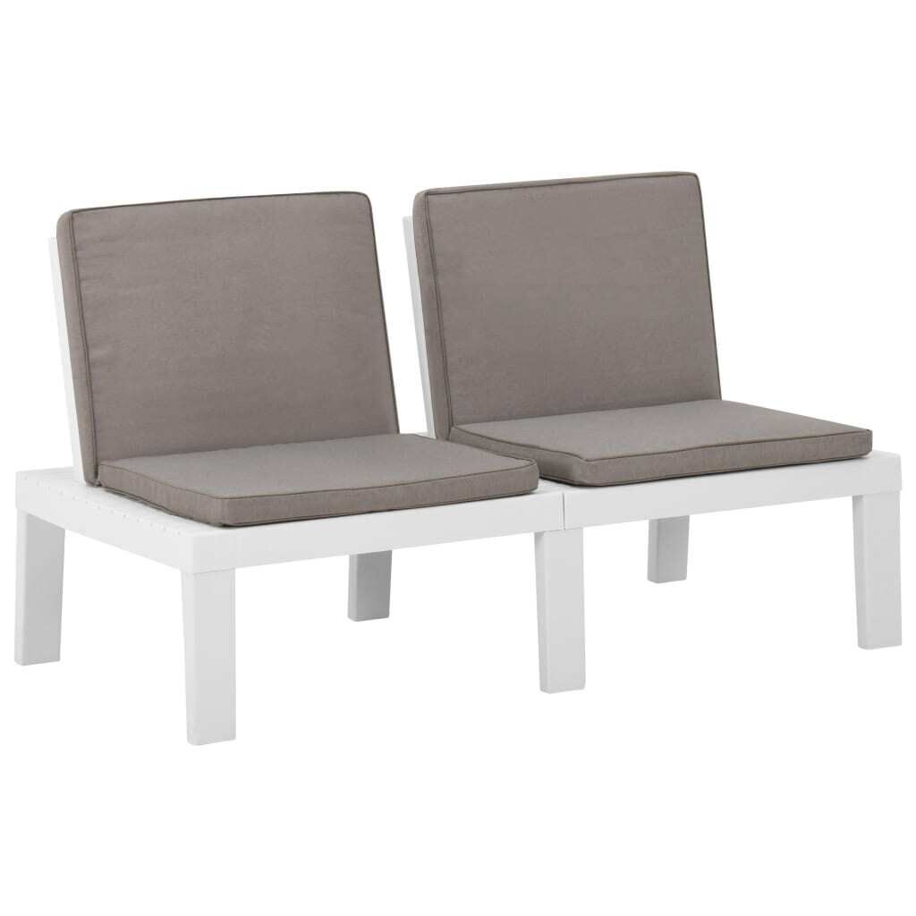 Garden Lounge Bench with Cushion Plastic Garden Lounge Bench with Cushion Plastic