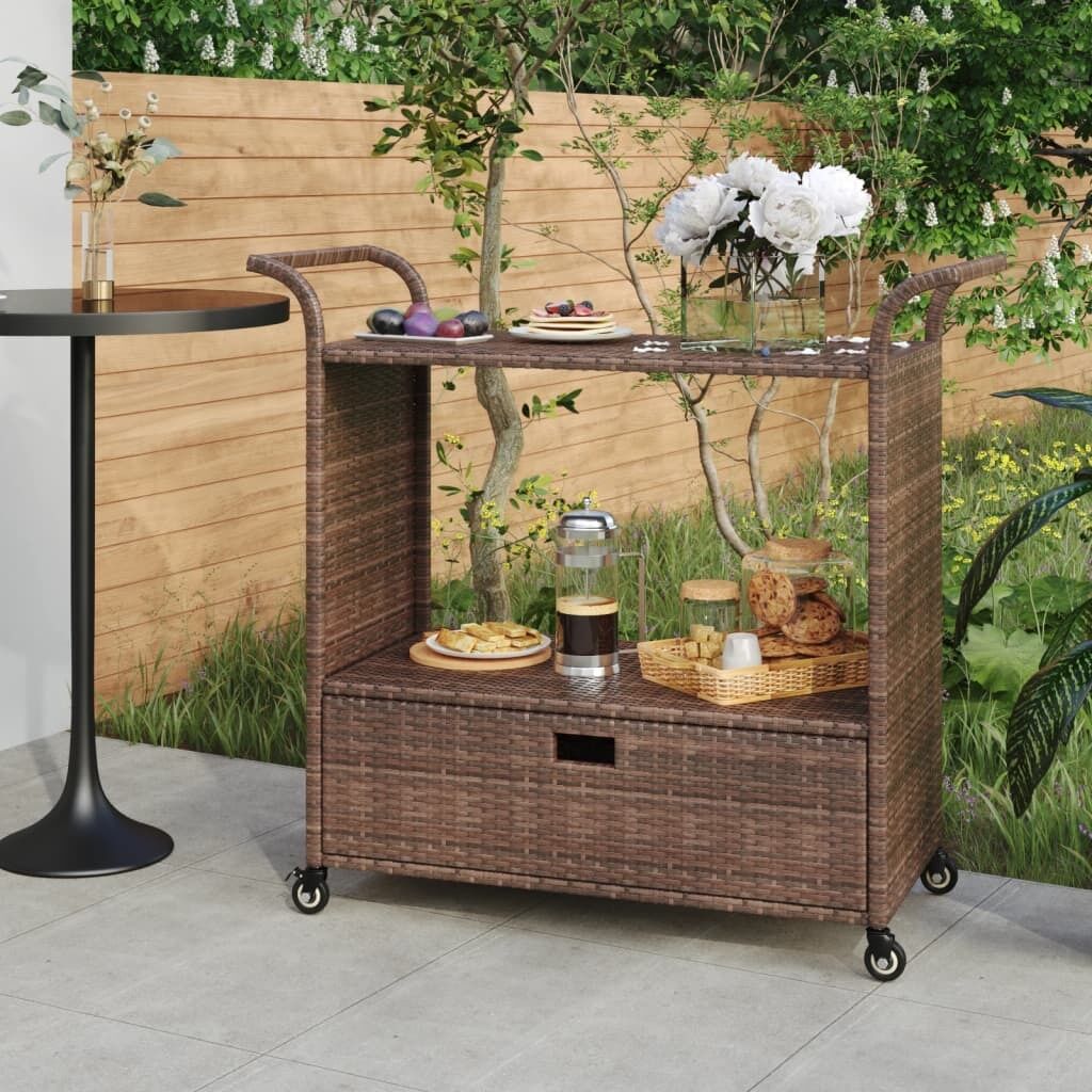 Bar Cart with Drawer 100x45x97 cm Poly Rattan Bar Cart with Drawer 100x45x97 cm Poly Rattan