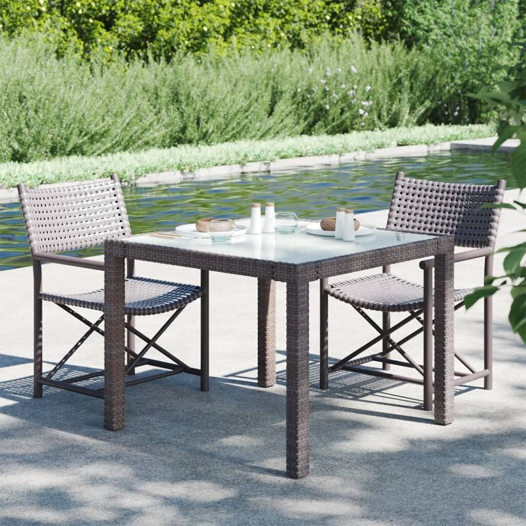 Garden Table Tempered Glass and Poly Rattan Garden Table Tempered Glass and Poly Rattan
