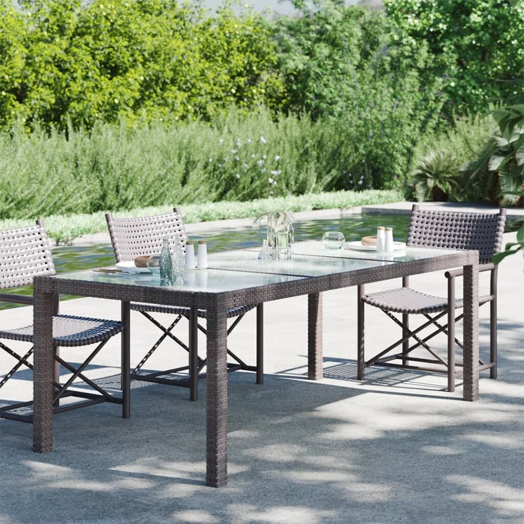 Garden Table 190x90x75 cm Tempered Glass and Poly Rattan Garden Table 190x90x75 cm Tempered Glass and Poly Rattan
