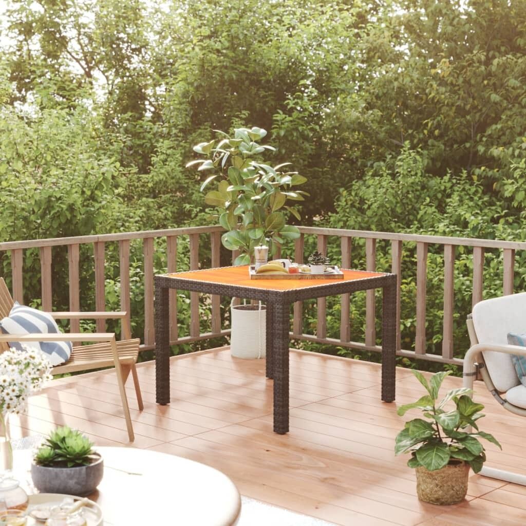 Garden Table Poly Rattan and Acacia Wood Garden Table Poly Rattan and Acacia Wood
