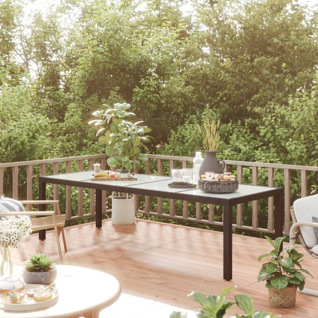 Garden Table 250x100x75 cm Tempered Glass and Poly Rattan Garden Table 250x100x75 cm Tempered Glass and Poly Rattan