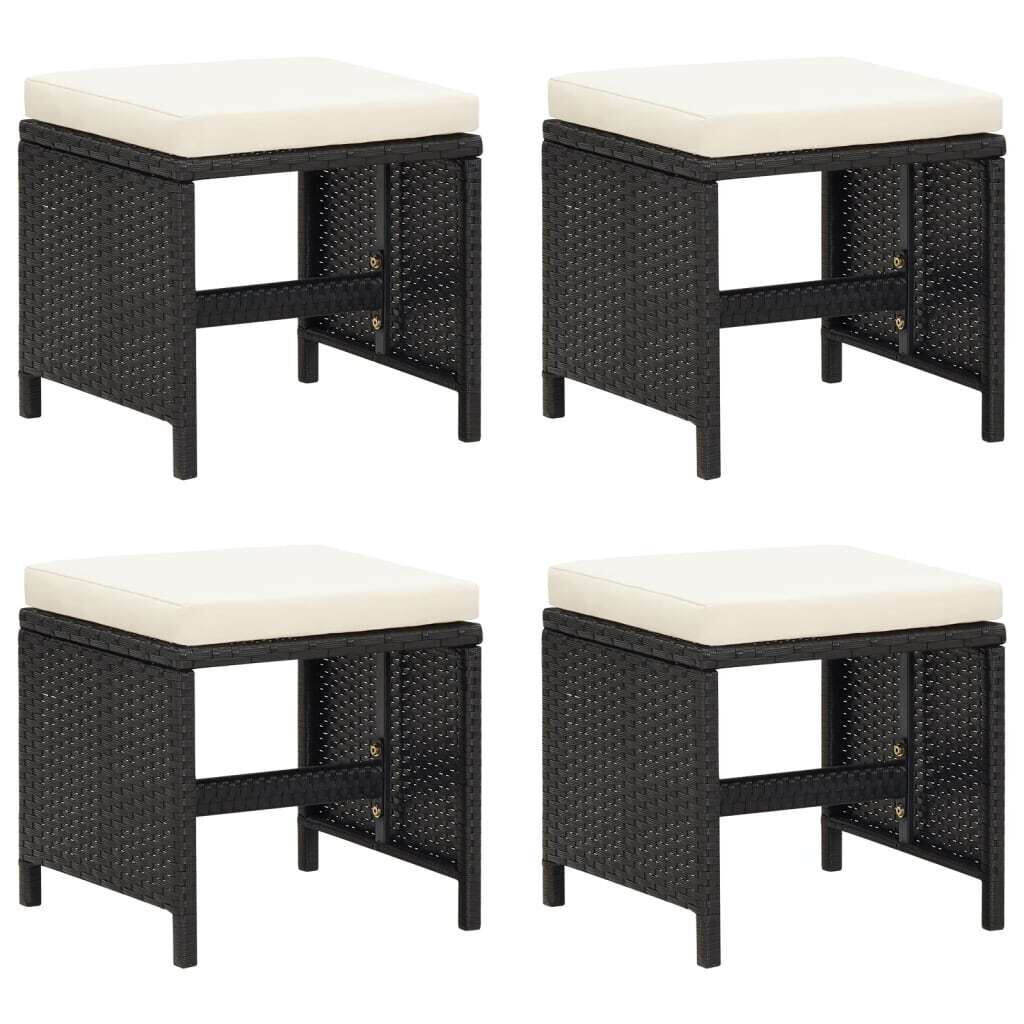 Garden Stools 4 pcs with Cushions Poly Rattan Garden Stools 4 pcs with Cushions Poly Rattan