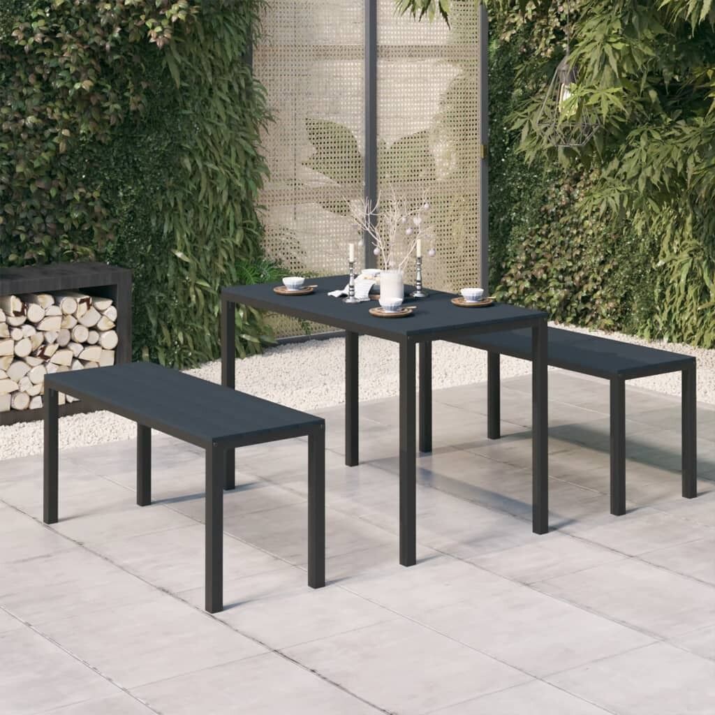 3 Piece Garden Dining Set Steel and WPC 3 Piece Garden Dining Set Steel and WPC