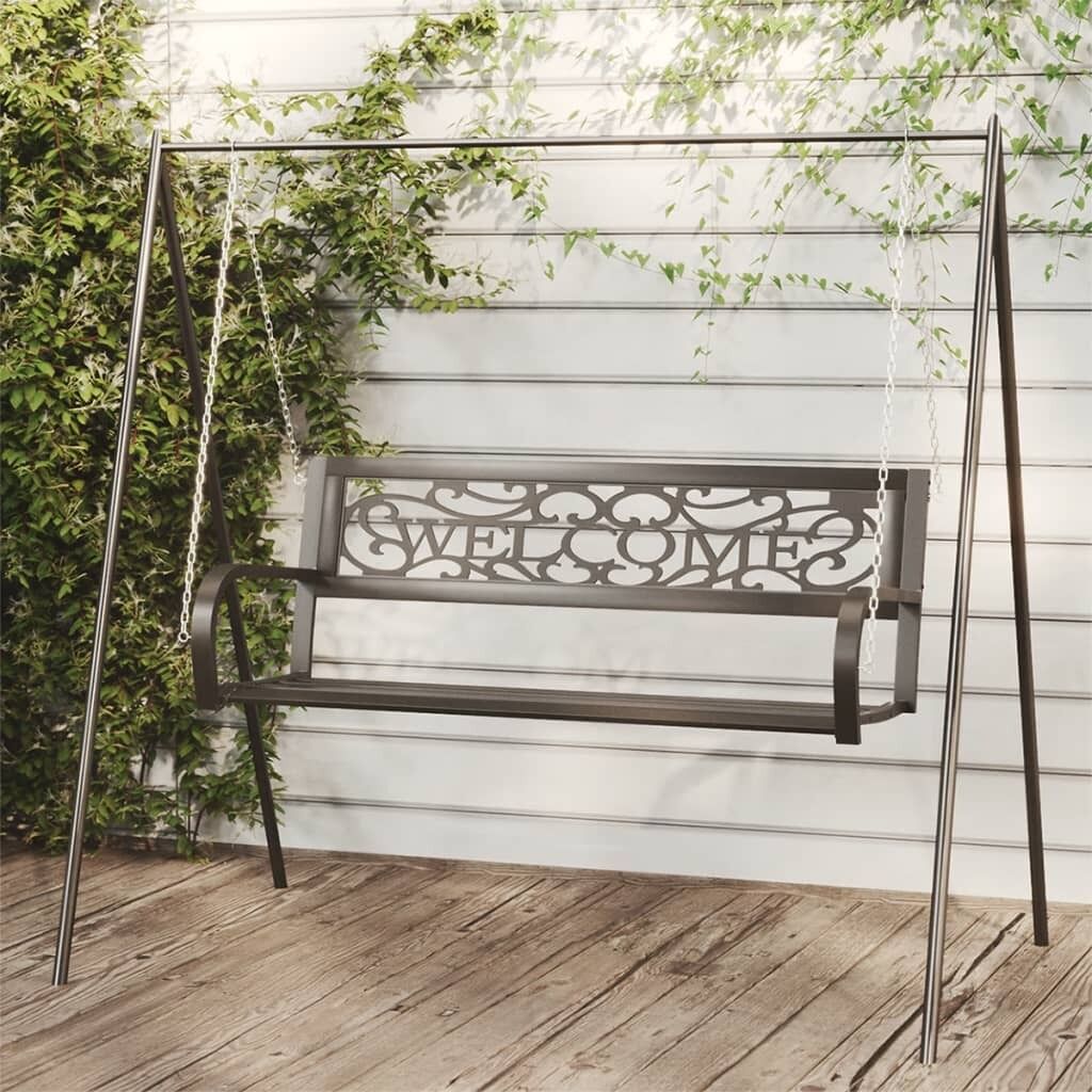 Garden Swing Bench 125 cm Steel and Plastic Black Garden Swing Bench 125 cm Steel and Plastic Black