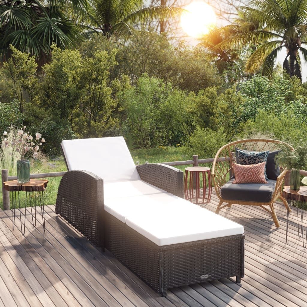 Sun Lounger with Cushion Poly Rattan Sun Lounger with Cushion Poly Rattan