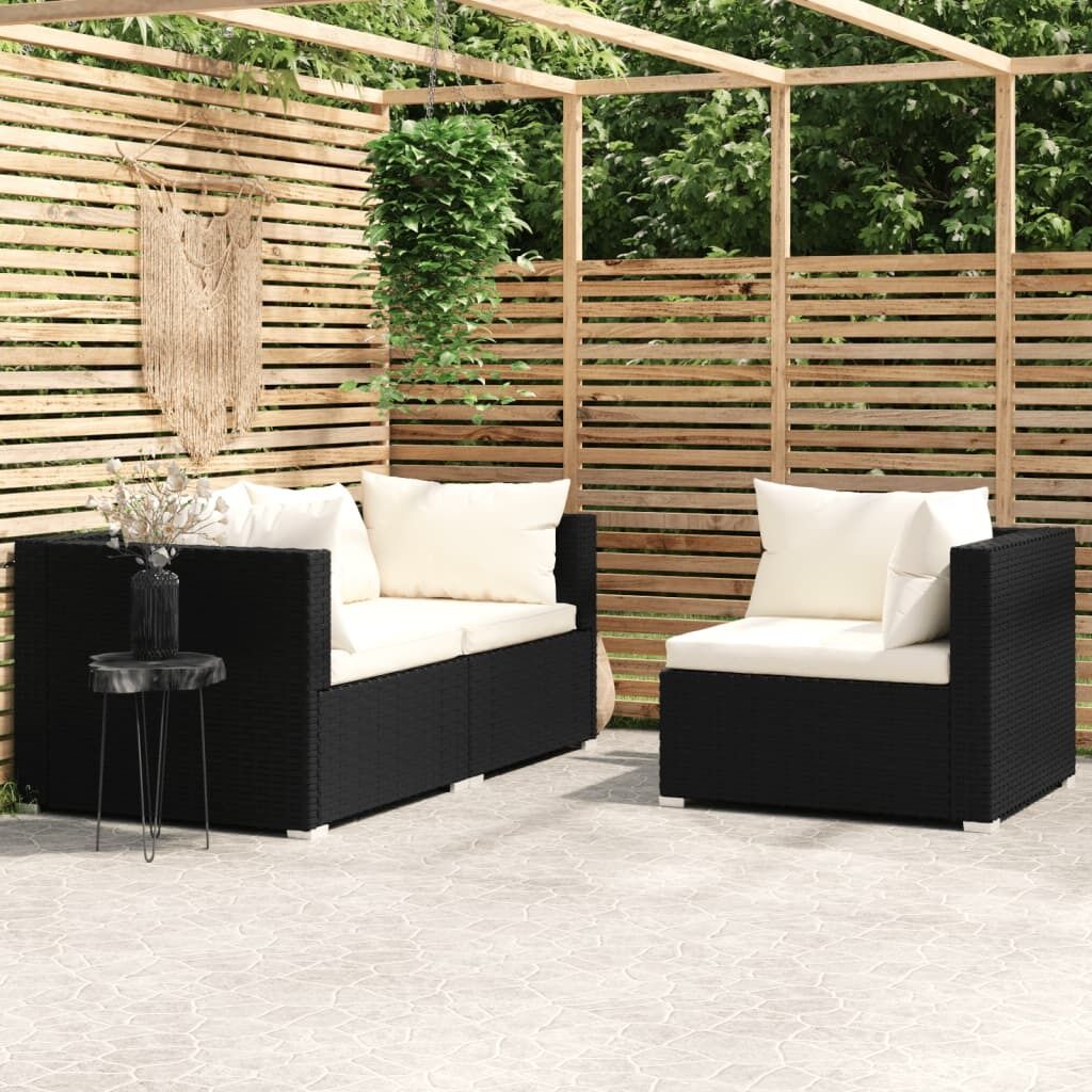 3 Piece Garden Lounge Set with Cushions Poly Rattan 3 Piece Garden Lounge Set with Cushions Poly Rattan