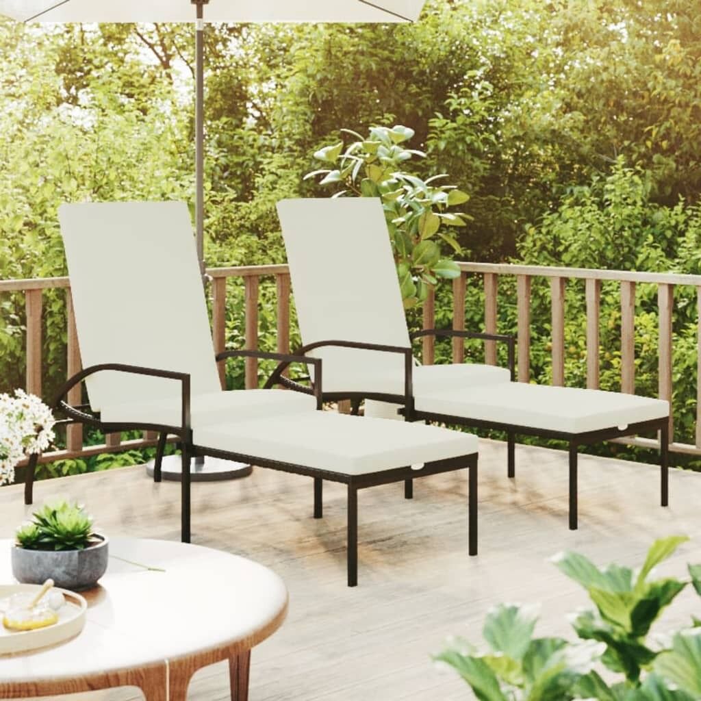 Sun Loungers 2 pcs with Footrest PE Rattan Sun Loungers 2 pcs with Footrest PE Rattan