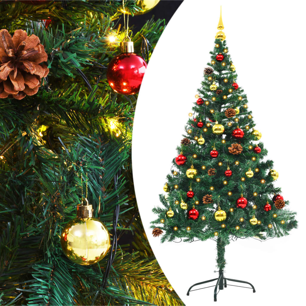 Artificial Christmas Tree with Baubles and LEDs Green Artificial Christmas Tree with Baubles and LEDs Green