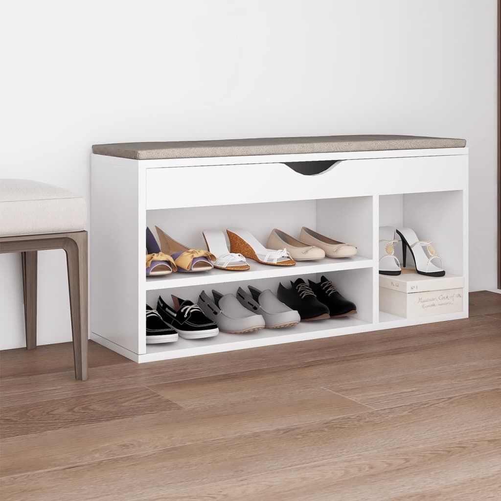 Shoe Bench with Cushion 104x30x49 cm Engineered Wood Shoe Bench with Cushion 104x30x49 cm Engineered Wood