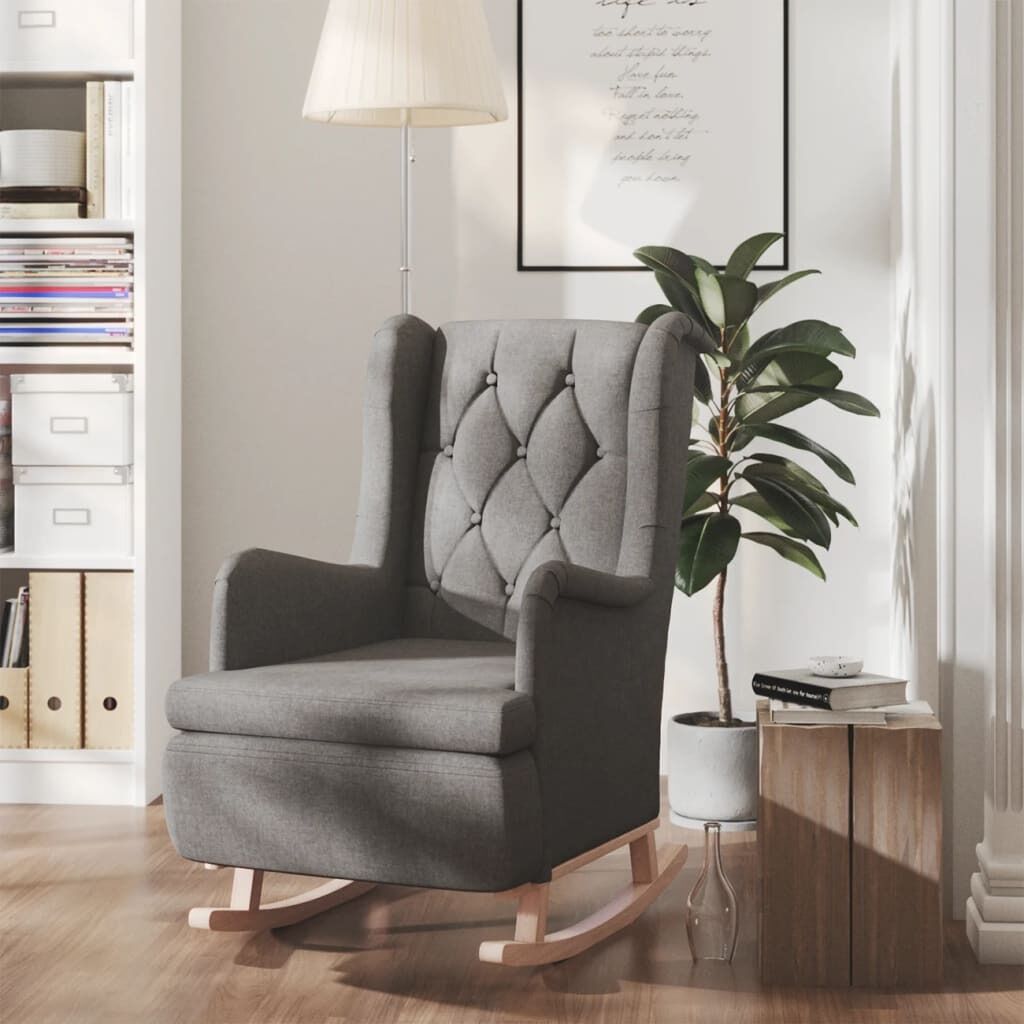 Armchair with Solid Rubber Wood Rocking Legs Fabric Armchair with Solid Rubber Wood Rocking Legs Fabric