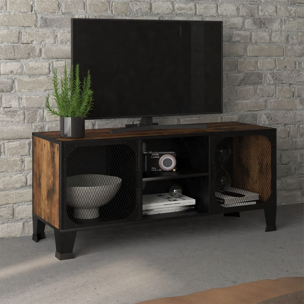 Pontefract TV Cabinet Rustic 105x36x47 cm Metal and MDF Pontefract TV Cabinet Rustic 105x36x47 cm Metal and MDF