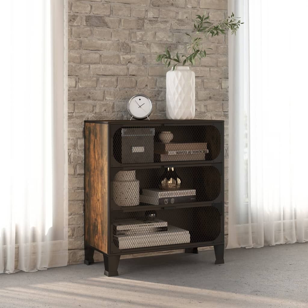 Storage Cabinet Rustic 72x36x82 cm Metal and MDF Storage Cabinet Rustic 72x36x82 cm Metal and MDF