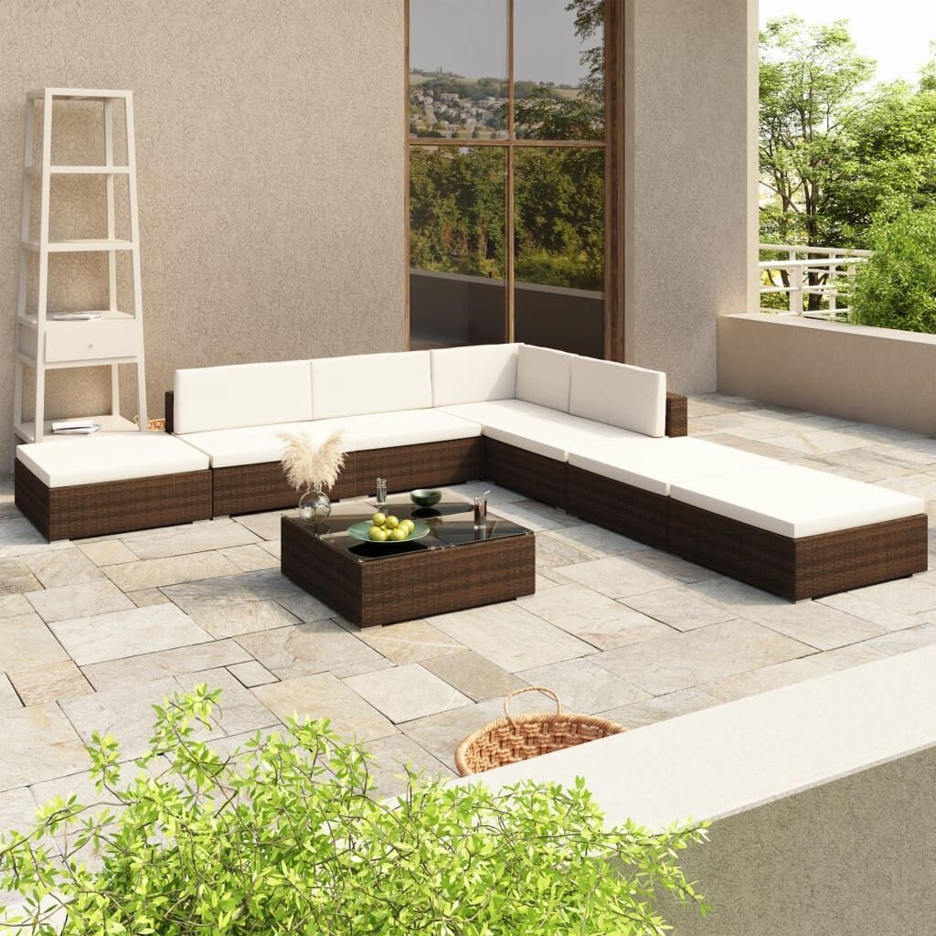 8 Piece Garden Lounge Set with Cushions Poly Rattan 8 Piece Garden Lounge Set with Cushions Poly Rattan