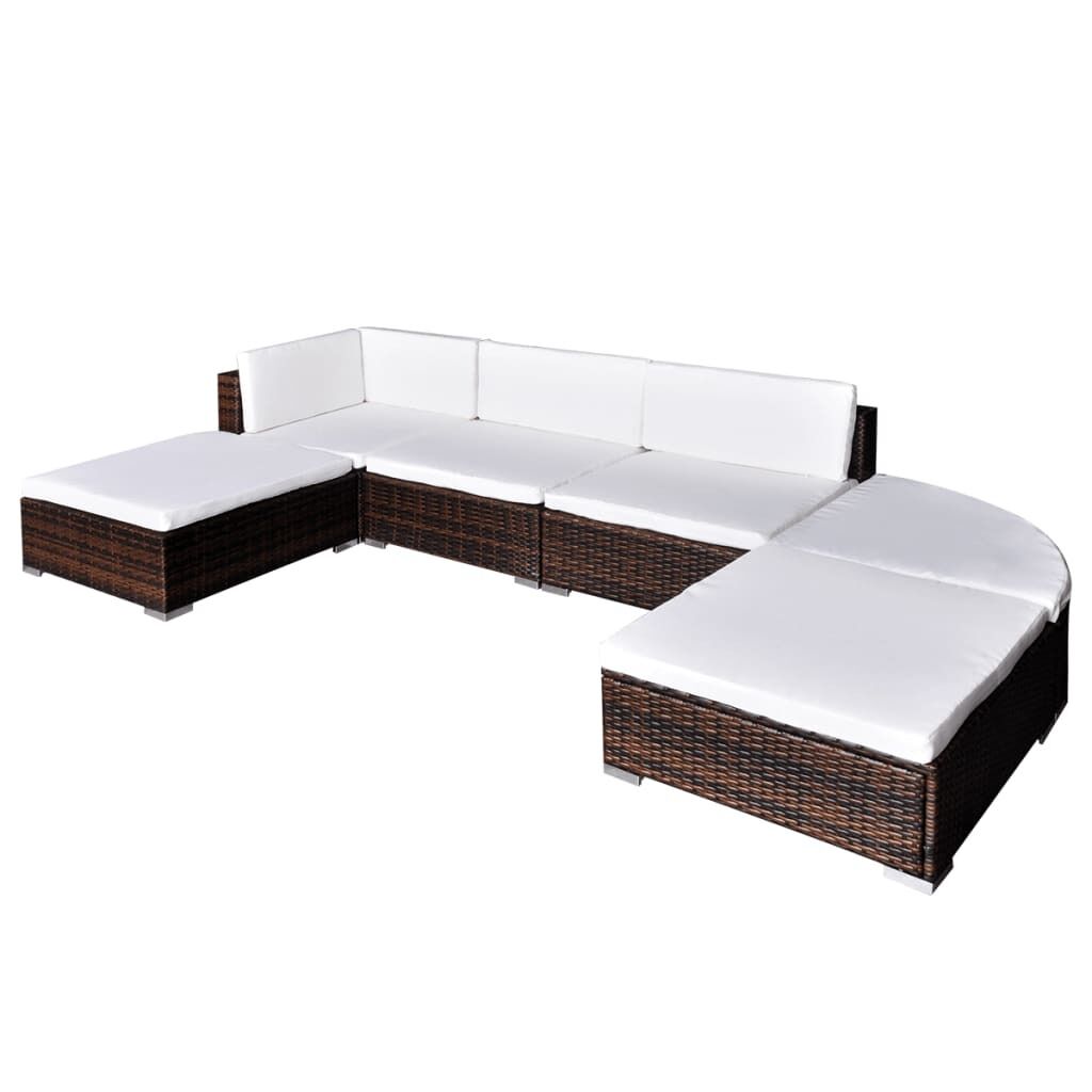 6 Piece Garden Lounge Set with Cushions Poly Rattan 6 Piece Garden Lounge Set with Cushions Poly Rattan