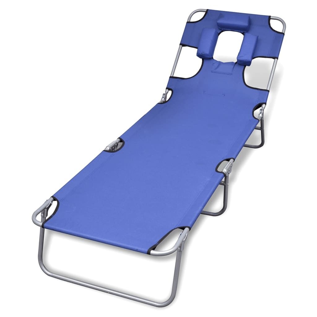 Folding Sun Lounger with Head Cushion Powder-coated Steel Folding Sun Lounger with Head Cushion Powder-coated Steel