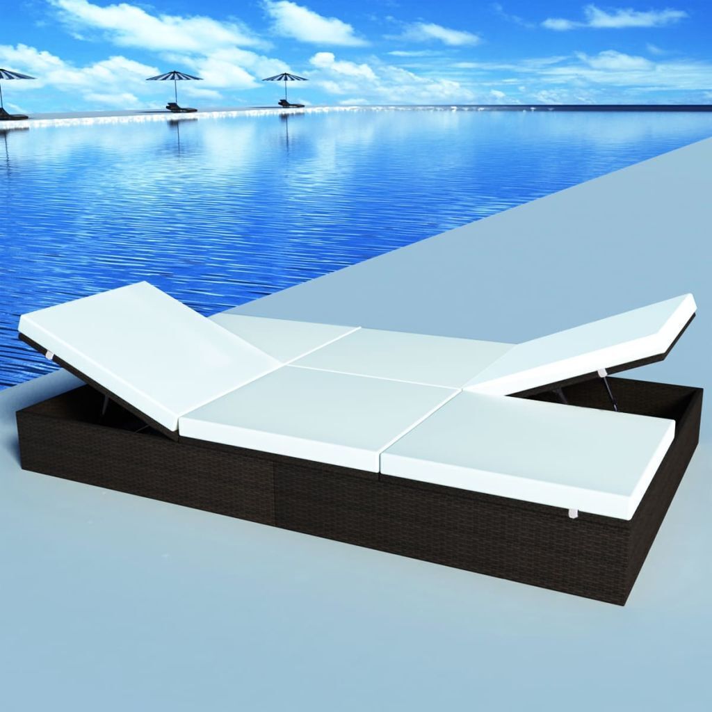 Double Sun Lounger with Cushion Poly Rattan Double Sun Lounger with Cushion Poly Rattan